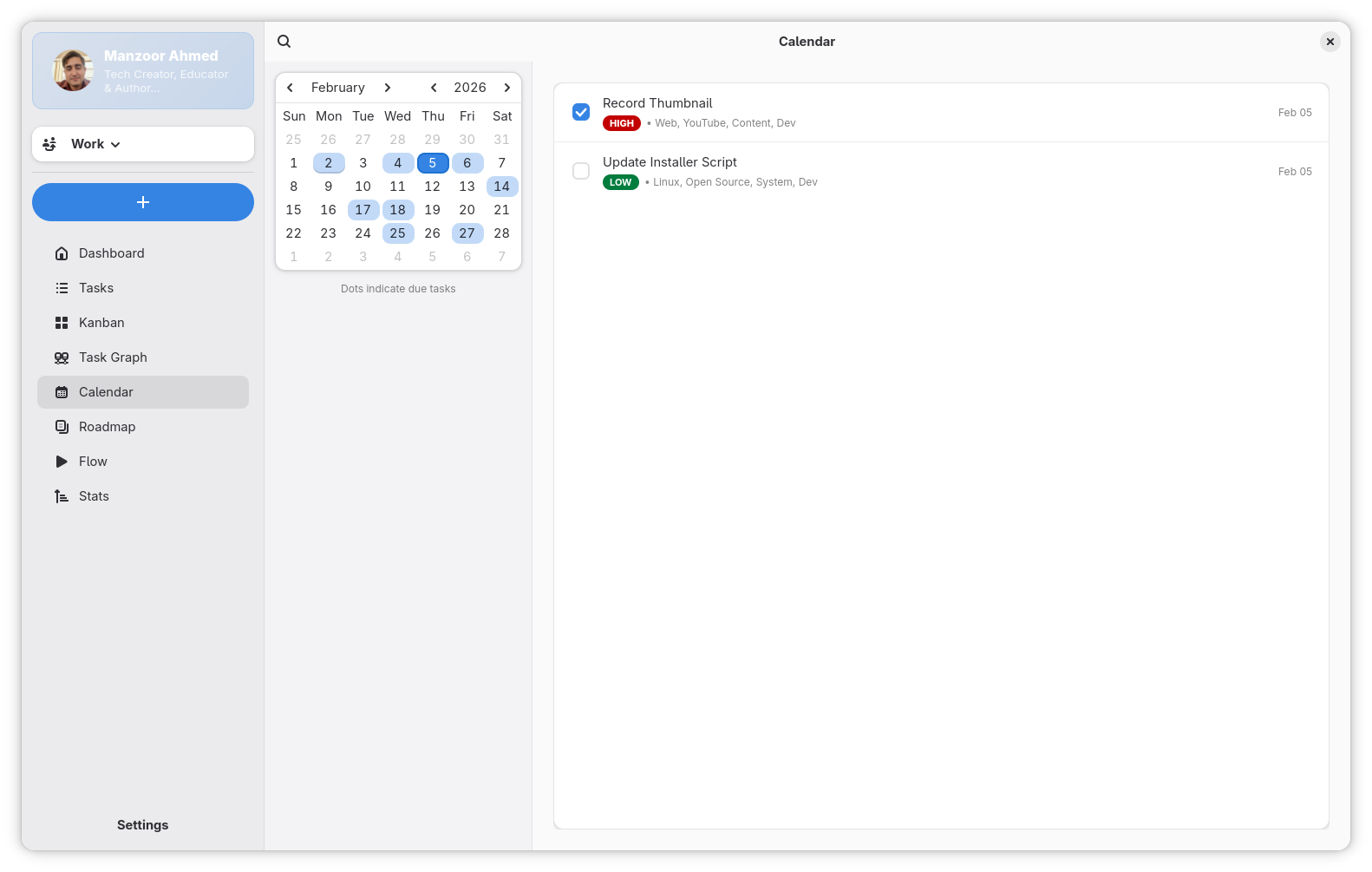 Calendar View